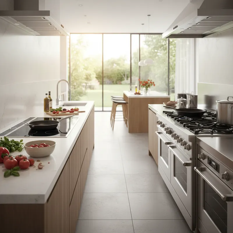 Cooktop vs rangetop comparison showing two built-in cooking surfaces