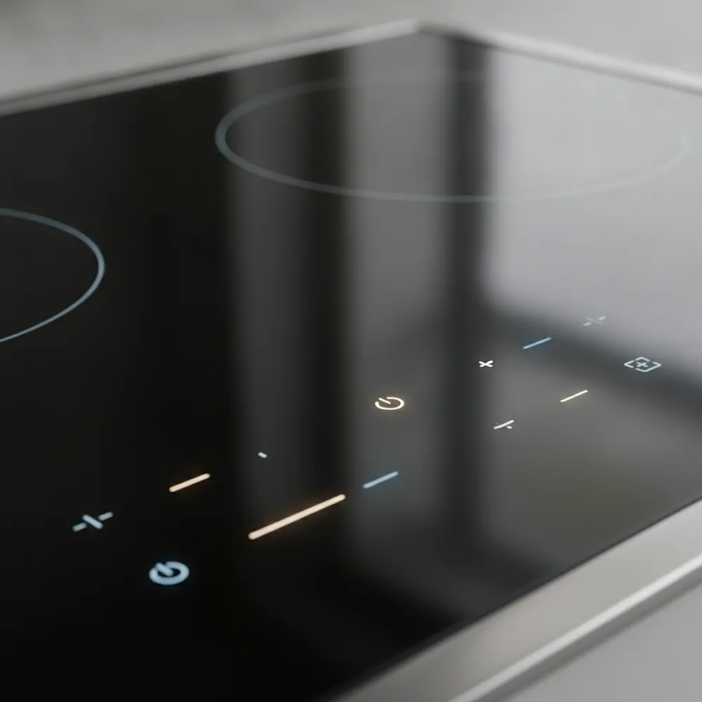 Miele induction cooktop touch controls close up