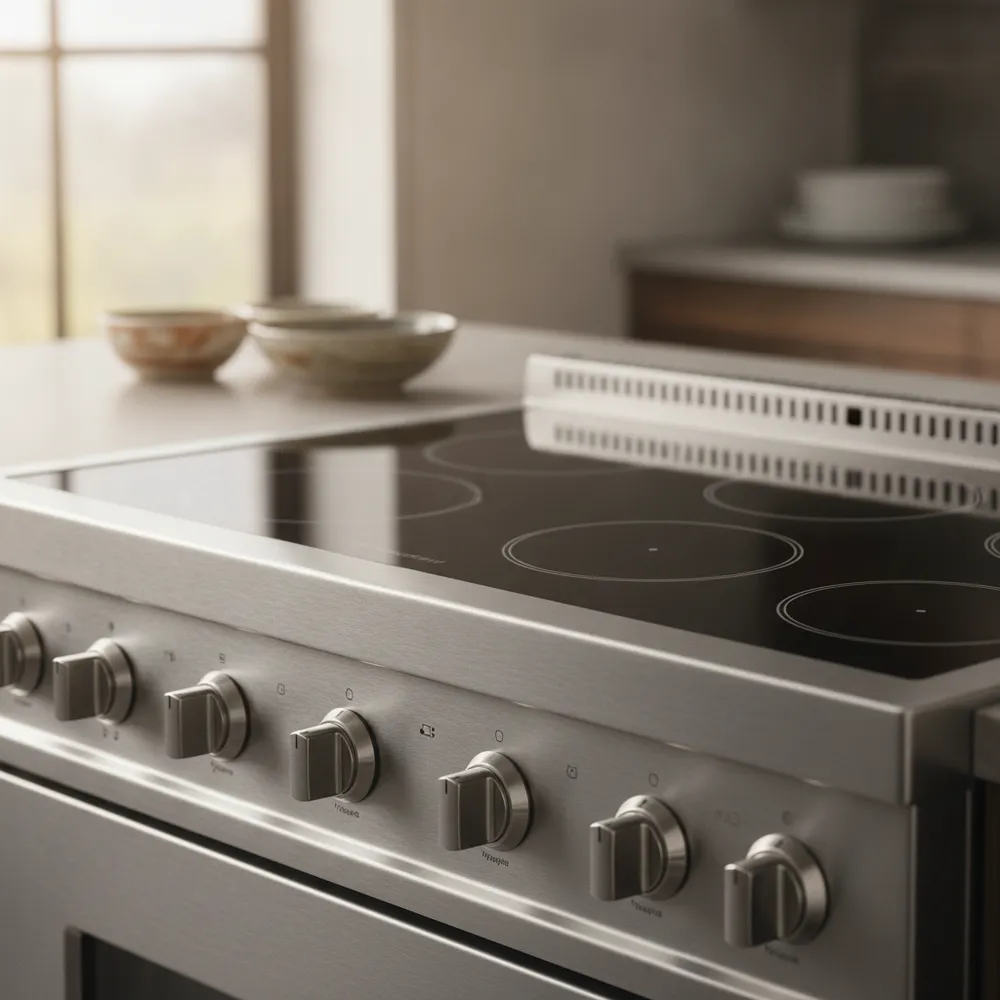 Viking induction cooktop with stainless steel knobs